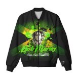 Music Legend Bob Marley Paint Green Splash Art Bomber Jacket