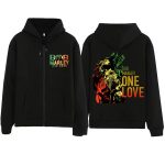 One Love Bob Marley Reggae Guitar Print Abstract Zip Hoodie