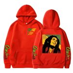 One Love Bob Marley Reggae Pop Art Print Vibrant Red Hoodie
