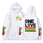 One Love Bob Marley & The Wailers Typography White Hoodie