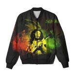 Performing Bob Marley Rasta Smoke Graphic Bomber Jacket