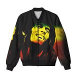 Psychedelic Rasta Glow Bob Marley Black Bomber Jacket