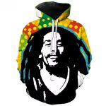 Psychedelic Rasta Pop Art Bob Marley Portrait Hoodie