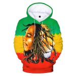 Rasta Gradient Bob Marley Lion Fusion Art Graphic Hoodie