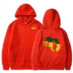Rasta Peace Weed Leaves Africa Map Bob Marley Red Hoodie