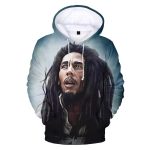 Realistic Bob Marley Inspirational Face Design Hoodie