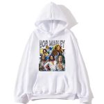Reggae Artist Bob Marley Image Tribute Design White Hoodie