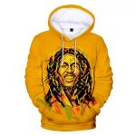 Reggae Bob Marley Abstract Face Graphic Art Yellow Hoodie