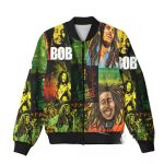 Reggae Collage Bob Marley Green Yellow Bomber Jacket