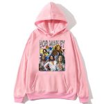 Retro Bob Marley Reggae Portrait Collage Pink Hoodie