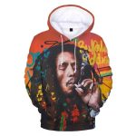 Smoking Bob Marley Reggae Urban Graffiti Graphic Hoodie