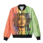 Spiritual Bob Marley Halo Cosmic Art Red Green Bomber Jacket