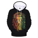 Tri-Color Bob Marley Rasta Lion of Judah Dreadlocks Hoodie
