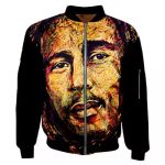 Vibrant Abstract Bob Marley Bold Brush Art Bomber Jacket