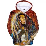 Vibrant Artistic Bob Marley Splatter Paint Effect Hoodie