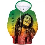 Vibrant Rasta Gradient Smiling Bob Marley Iconic Art Hoodie