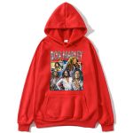 Vibrant Red Bob Marley Iconic Photo Collage Print Hoodie